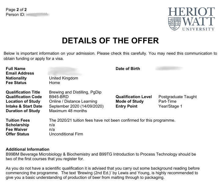 Offer details from Heriot-Watt University