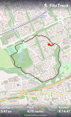 Day three, tougher on my legs than expected. Very windy. route map of outdoor exercise from fitotrack app